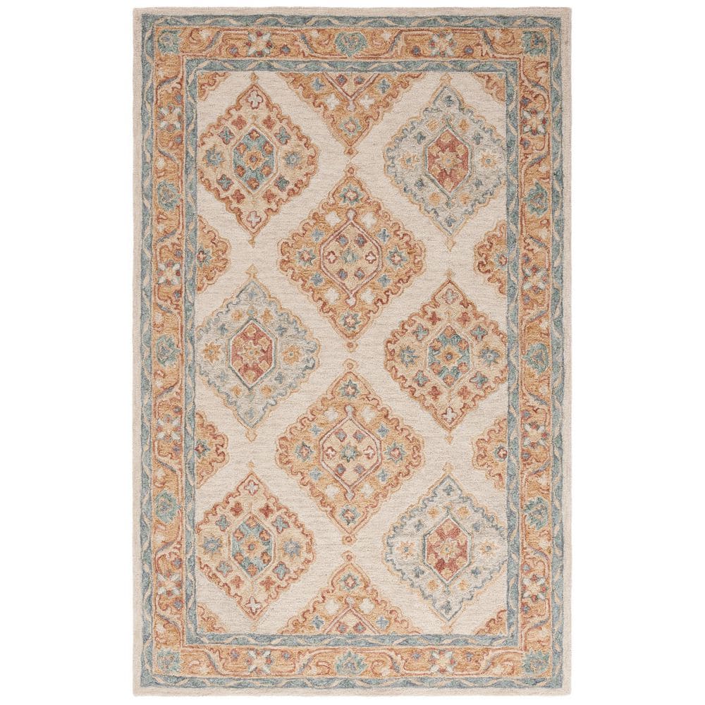 SAFAVIEH Metro Beige/Rust 6 ft. x 9 ft. Diamond Ornate Border Area Rug ...