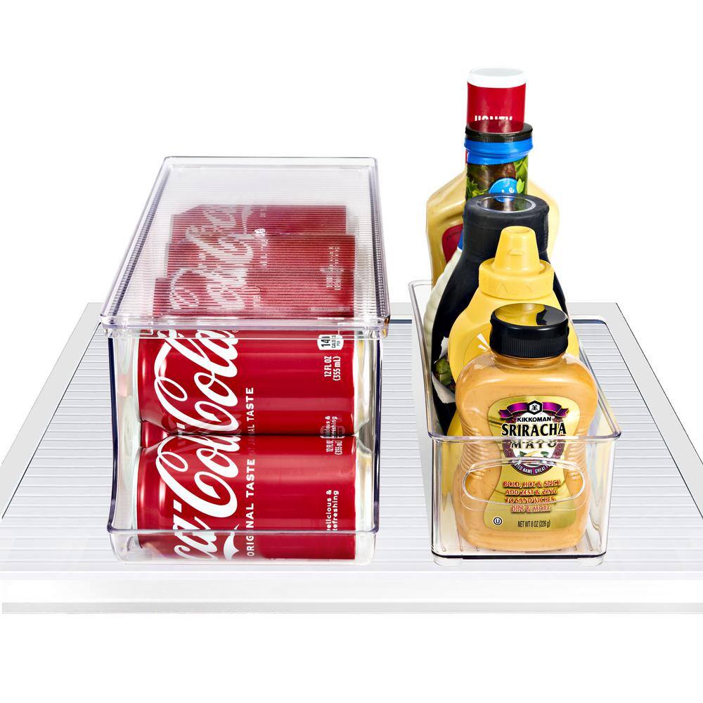 Plastic Drink Organizer Set with Lid (2 Pack), 1-Lidded Can Dispenser + 1-B
