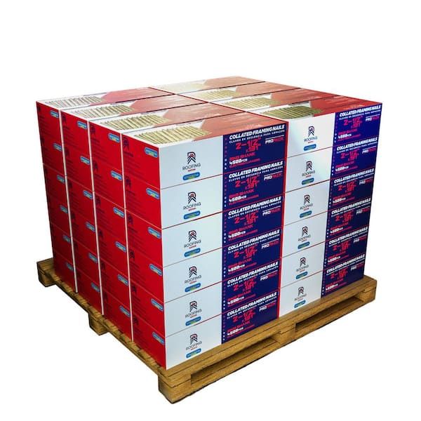 Roofing Nation LLC 2-1/2 in. x 0.131 in. Electro Galvanized Ring Shank Coil Framing Nails (48-Boxes per Pallet 4,500 per Box)
