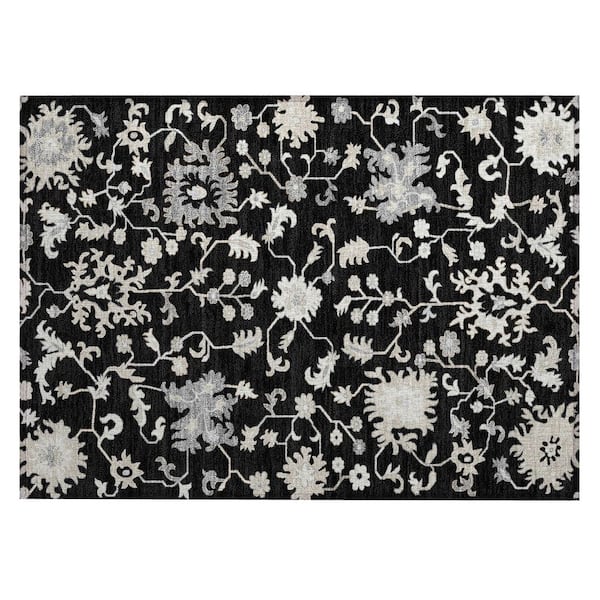 Chantille Machine Washable Indoor/Outdoor Abstract ACN1854 Black 2 ft. x 3 ft. Accent Rug