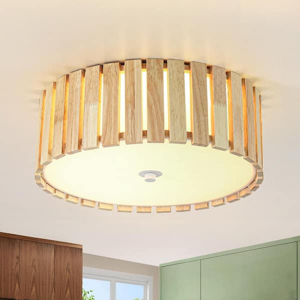 RRTYO Hayden 14 in. W 1-Light Dome Farmhouse Rustic Matte Brown