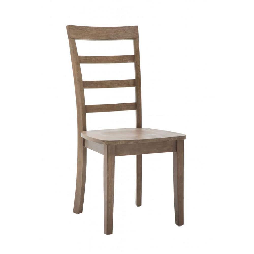 Barnwood Wire-Brush Compact 5-Piece Dining Set with Ladderback Chairs