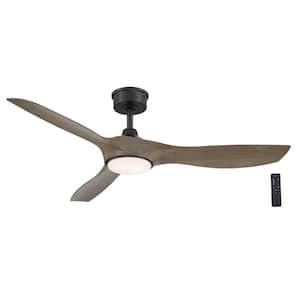 Marlon 52 in. Integrated LED Indoor Natural Iron Ceiling Fan with Greige Oak Blades and Remote Control