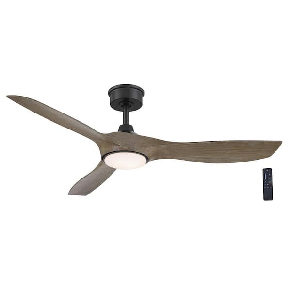Home Decorators Collection Marlon 52 in. Integrated LED Indoor Natural Iron Ceiling Fan with Greige Oak Blades and Remote Control