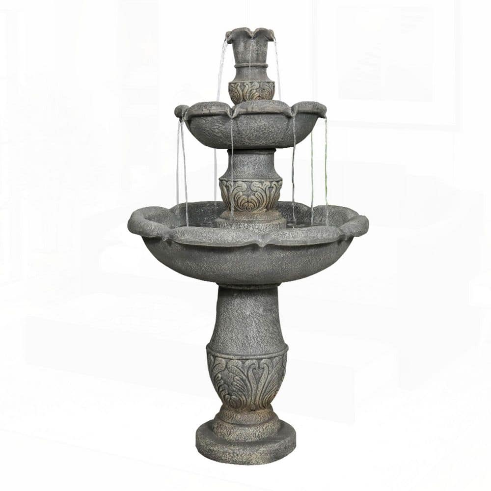 Rustic 48. 4in. H Concrete 3-Tier Flowerpot Tiered Fountain with for Garden, Patio, Backyard, Porch, Deck price history on PriceWatchPro