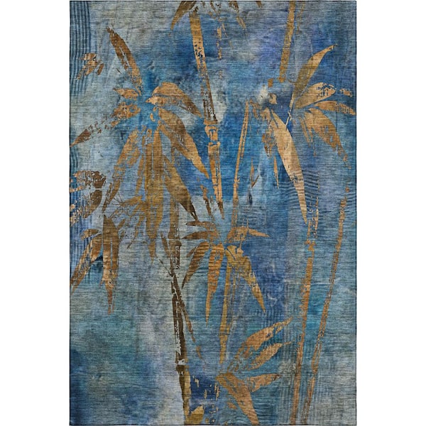 Mayfield Premium Machine Washable Abstract AMF2222 Blue 5 ft. x 7 ft. 6 in. Area Rug