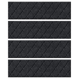 Waterhog Argyle Charcoal 8.5 in. x 30 in. PET Polyester Indoor Outdoor Stair Tread Cover (Set of 4)