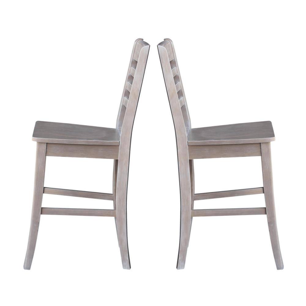 Cosmo Vintage Washed Grey Solid Hardwood 24" Counter Stool