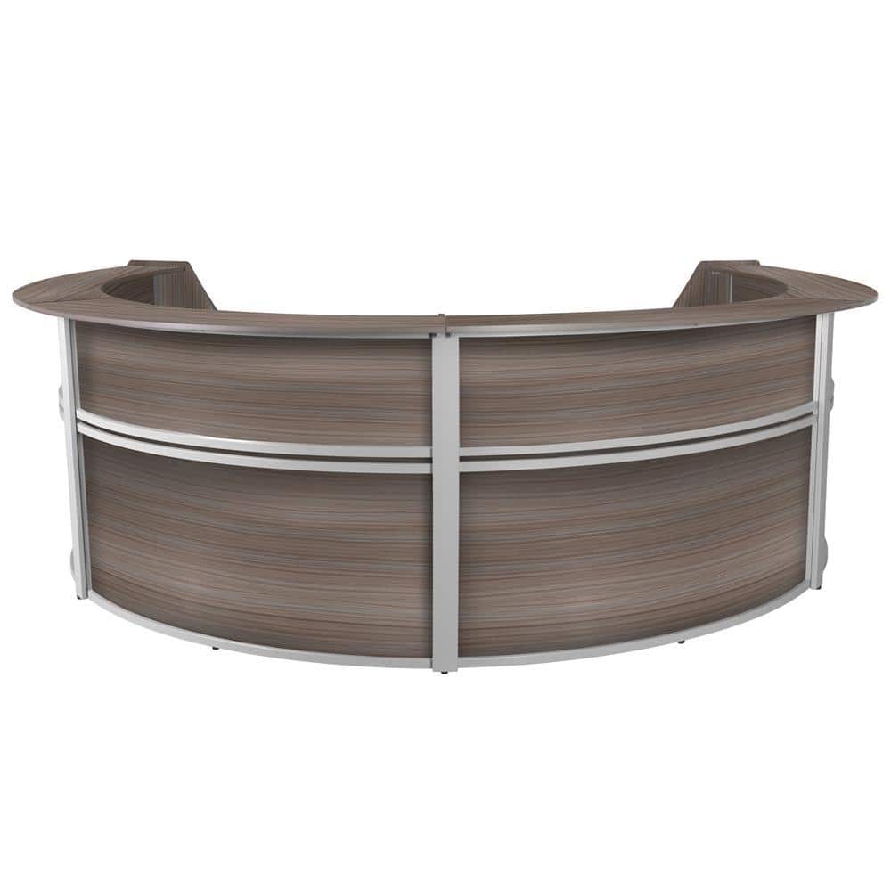 Regency 142 in. Gray Marque Four-Unit Reception Curved Desk Workstation ...
