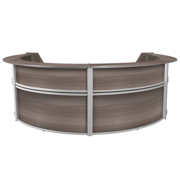 Regency 142 in. Gray Marque Four-Unit Reception Curved Desk Workstation