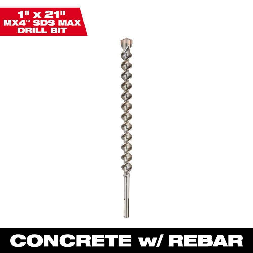 Milwaukee 1 in. x 21 in. 4-Cutter SDS-MAX Carbide Drill Bit 48-20-8454 -  The Home Depot