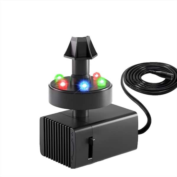 Upgraded 24-Hours Working Bird Bath Waterfall Fountain Pump with Light & 7 Nozzle for Garden and Fish Tank, Colorful