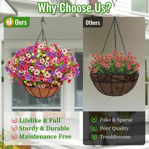 23.6 in. H Multi-Colored Artificial Hanging Flowers in