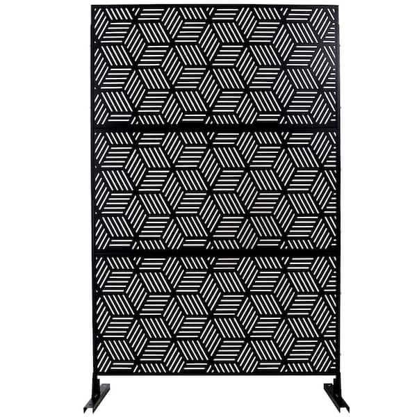 Sudzendf Outdoor and Indoor Freestanding Decorative Privacy Screen Metal Privacy Screen, Fence Panels in Black