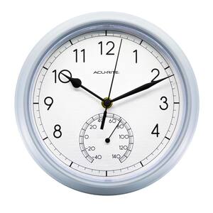 9.25 in. Grey Clock with Thermometer