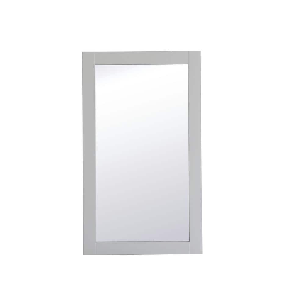 Gray Rectangular Wood Bathroom Vanity Mirror 18 x 32 Inch