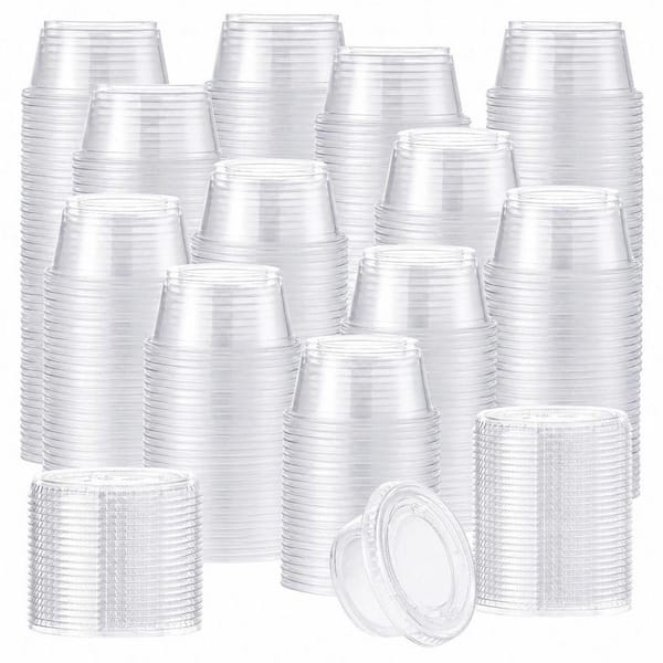 2 oz. Clear BPA-Free Plastic Portion Cups with Lids Condiment Servers, Leak-Free, Stackable, 400 Count