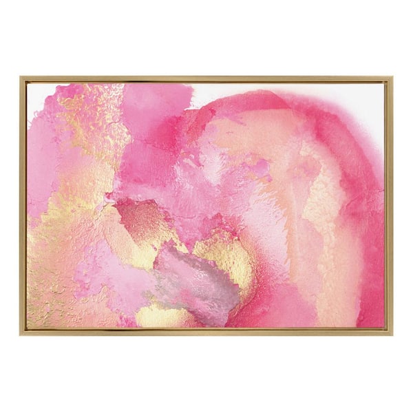 Kate and Laurel "Sylvie Pink Golden Hour" by Mentoring Positives 1-Piece Framed Canvas Abstract Art Print 33.00 in. x 23.00 in.
