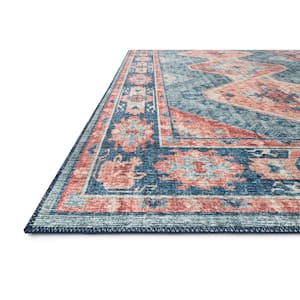 Skye Turquoise/Terracotta 6 ft. x 9 ft. Printed Distressed Oriental Area Rug