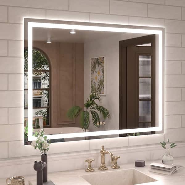 Orliva 48 in. W x 36 in. H Rectangular Frameless LED Wall Bathroom Vanity Mirror