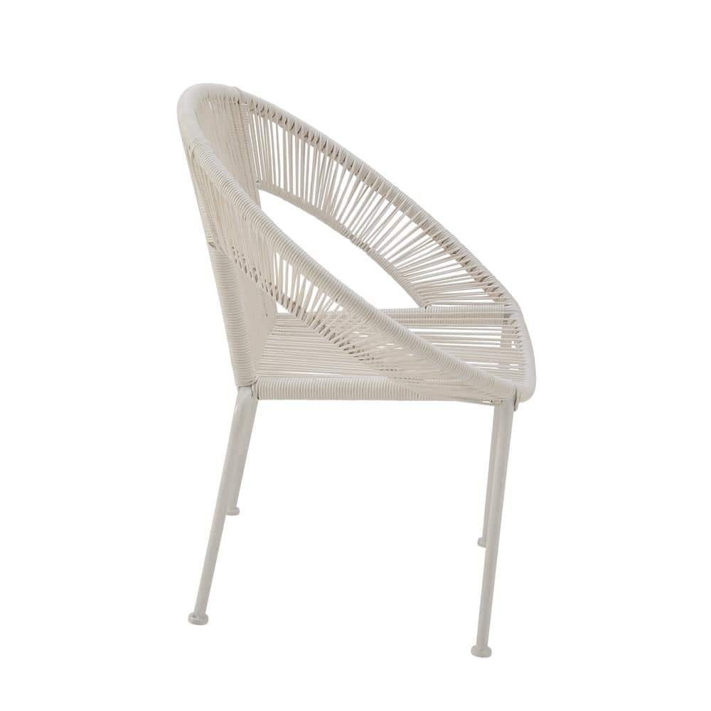 Luxe Modern White Woven Rattan Outdoor Dining Chair