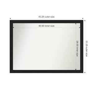 Midnight Black Narrow 43.25 in. x 31.25 in. Custom Non-Beveled Wood FramedBathroom Vanity Wall Mirror