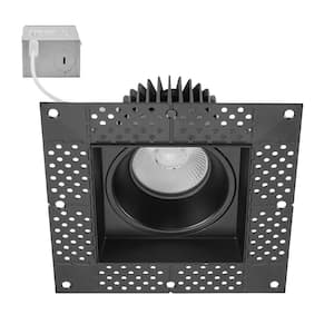 4 in. Trimless Slim Square Recessed Anti-Glare LED Downlight, Black, Canless IC Rated, 1000 Lumens, 5 CCT 2700K-5000K