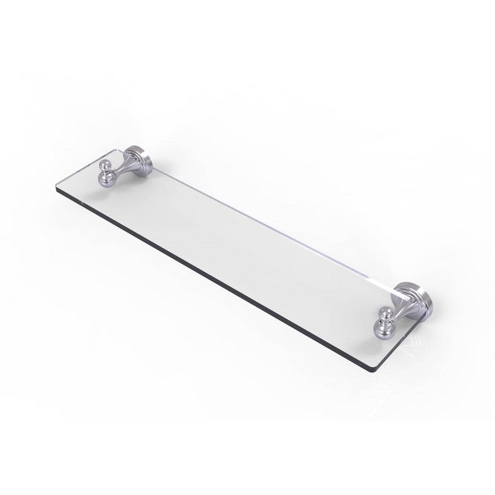 22" Satin Chrome and Wood Wall Vanity Shelf