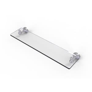 Shadwell Collection 22 in. W Glass Vanity Shelf with Beveled Edges in Satin Chrome