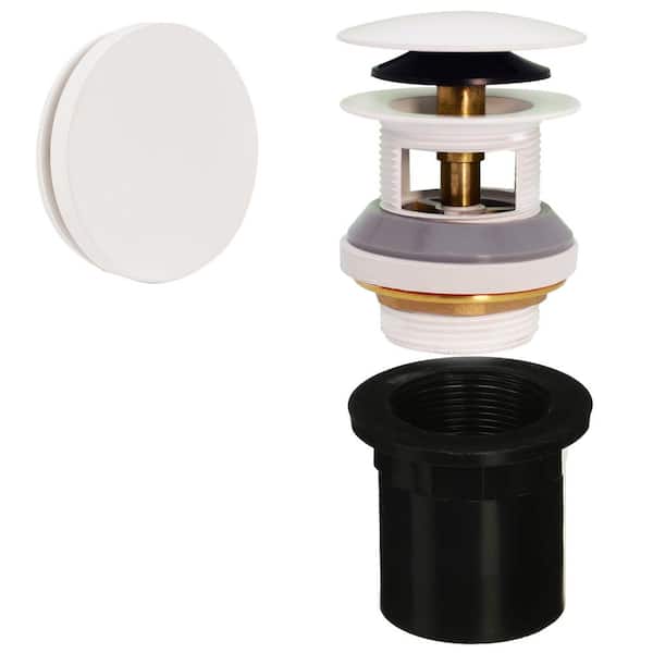 1-1/2 in. NPSM Integrated Overflow Drain Trim Kit with Illusionary No-Hole Overflow and ABS Adapter, Brass, White