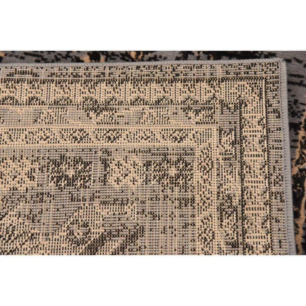 Modern Gray Synthetic Indoor Runner Rug 2' 2" x 8' 2"