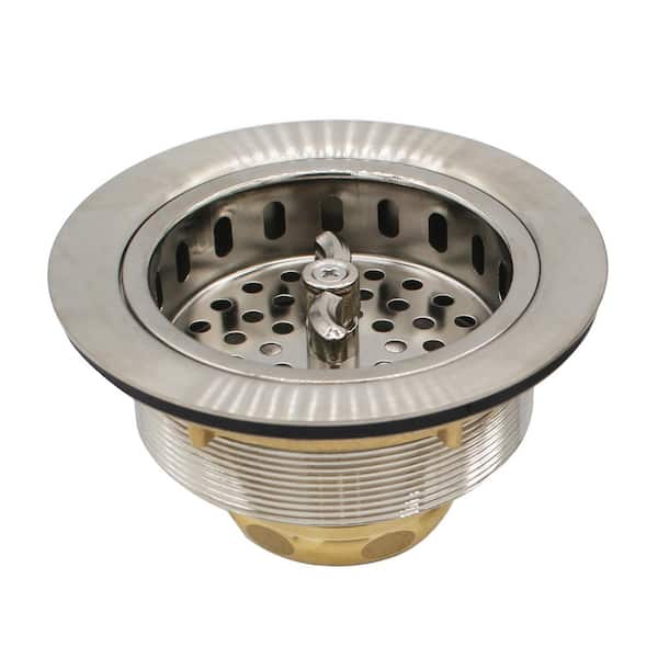 Westbrass 3-1/2 in. Wing Nut Style Kitchen Basket Strainer, Satin Nickel