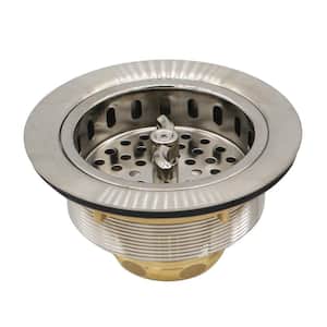 3-1/2 in. Wing Nut Style Large Kitchen Sink Basket Strainer in Stainless Steel