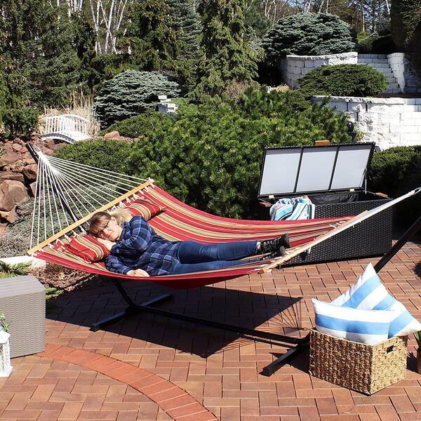 11.25 ft. Quilted Reversible Hammock with Matching Pillow, Red
