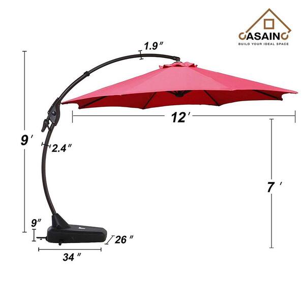 12 ft patio umbrella with led lights