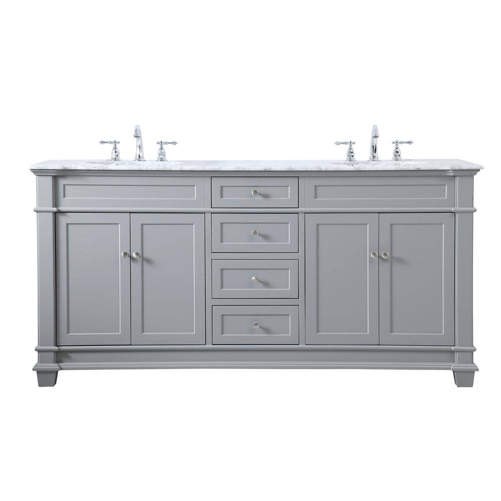 Timeless Home 72 in. W x 21.5 in.D x 35 in.H Double Bath Vanity in Grey wit