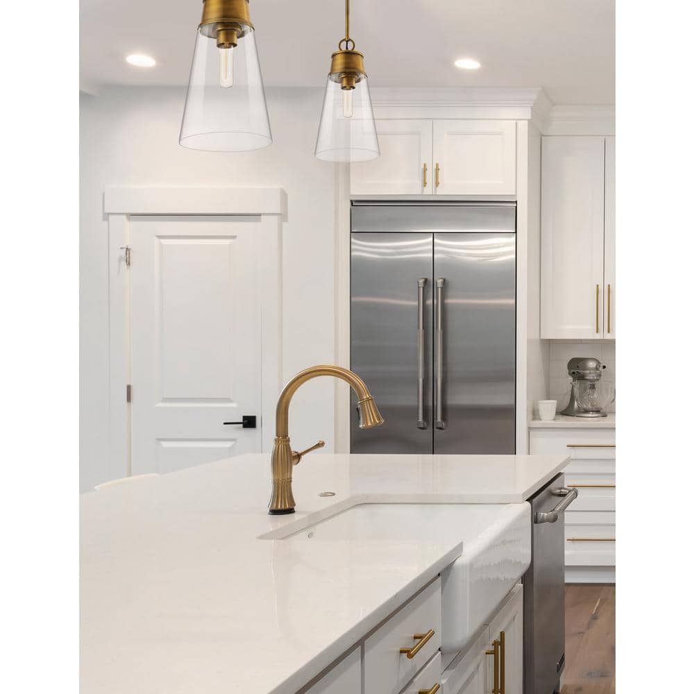 Wentworth Rubbed Brass and Glass Mini Pendant Light
