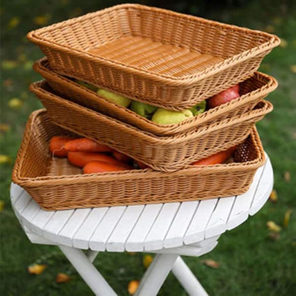 Wudkey 2-Pack Woven Bread Baskets, 15.7 x 11.4 in. Plastic