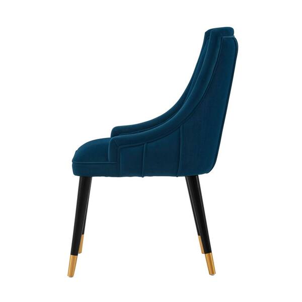 Manhattan Comfort Modern Eda Velvet Dining Chair in Midnight Cream- Set of 2