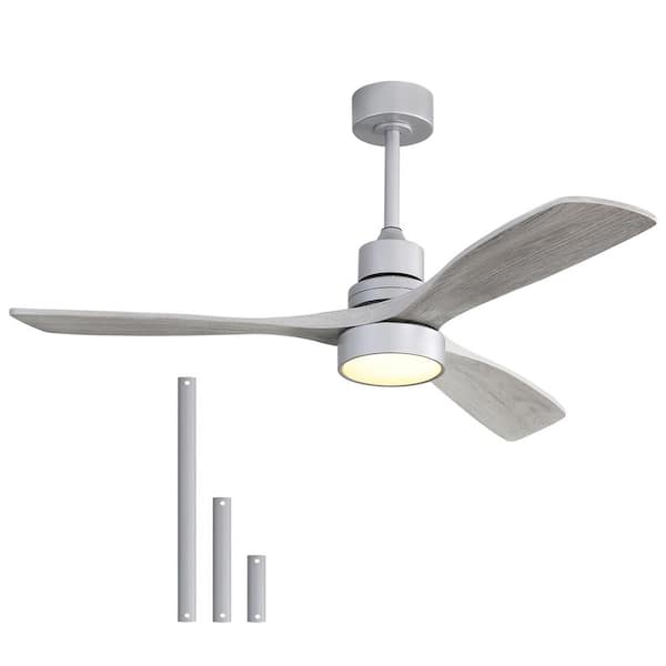 Sofucor 52 in. Integrated LED Indoor/Outdoor Silver Ceiling Fan with Light Kit and Remote Control