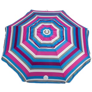 7 ft. Steel Tilt and Sand Anchored Beach Umbrella in multi colored stipes