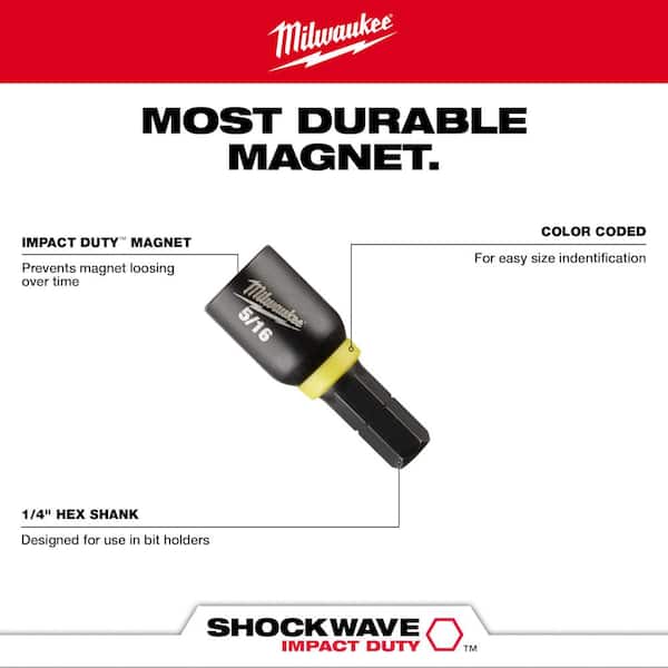 ミルバ☆　4点 Milwaukee SHOCKWAVE Impact Duty 1/4 in. Alloy Steel Magnetic