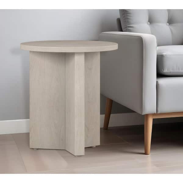 HomeRoots 20 in. White Round MDF End Table