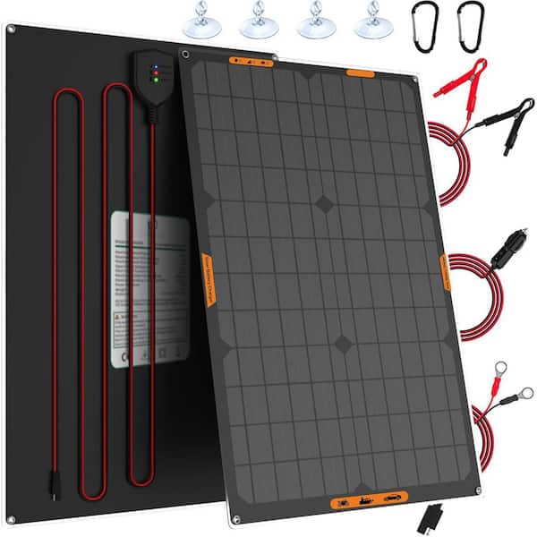 30 Watt 12 Volt Portable Solar Panel Trickle Charger with Intelligent Protection in Compact Design