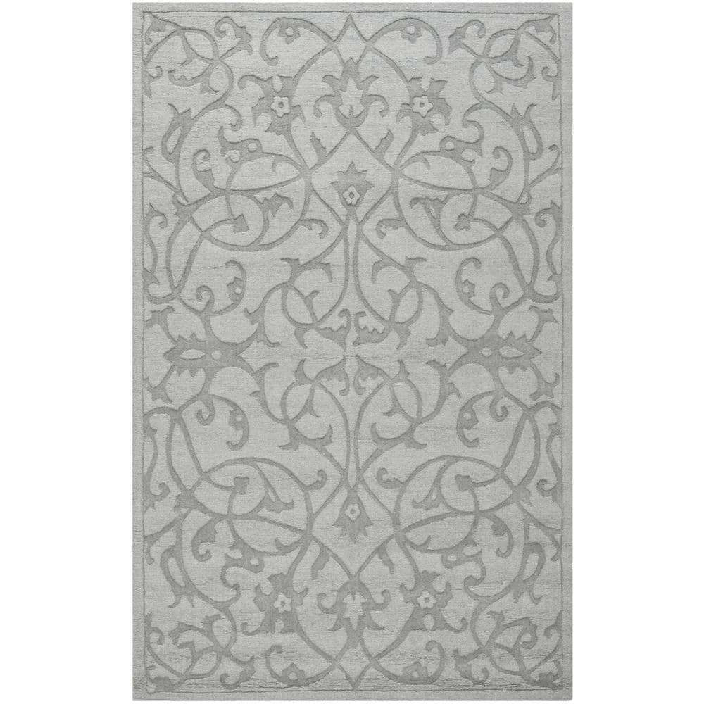 Gray Hand-Tufted Wool 6' x 9' Rectangular Area Rug
