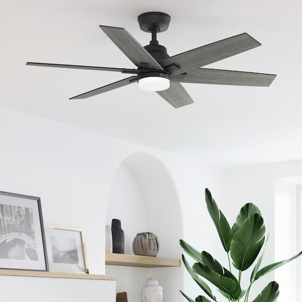 Aeropress 52 in. HunterExpress Easy Install Matte Black Indoor Ceiling Fan with LED Light Kit and Handheld Remote