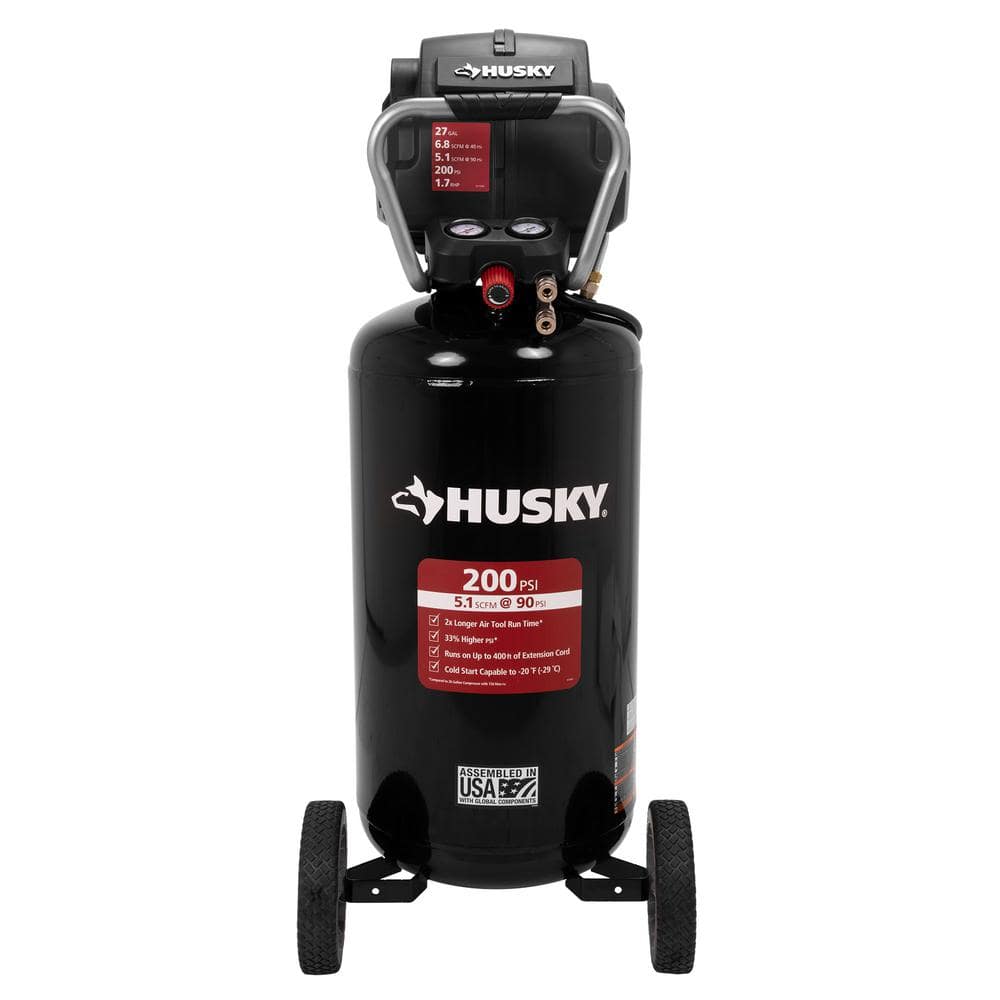 Husky 27 Gal. 200 PSI Oil Free Portable Vertical Electric Air Compressor -  C271H
