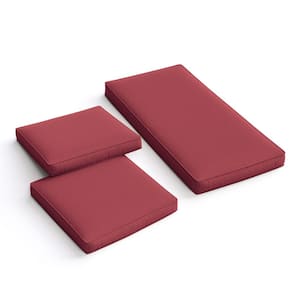 36 in. x 18 in. (3-Piece) Outdoor Patio Replacement Seat Cushions Fit for Loveseat Lounge Chair Furniture Burgundy Red