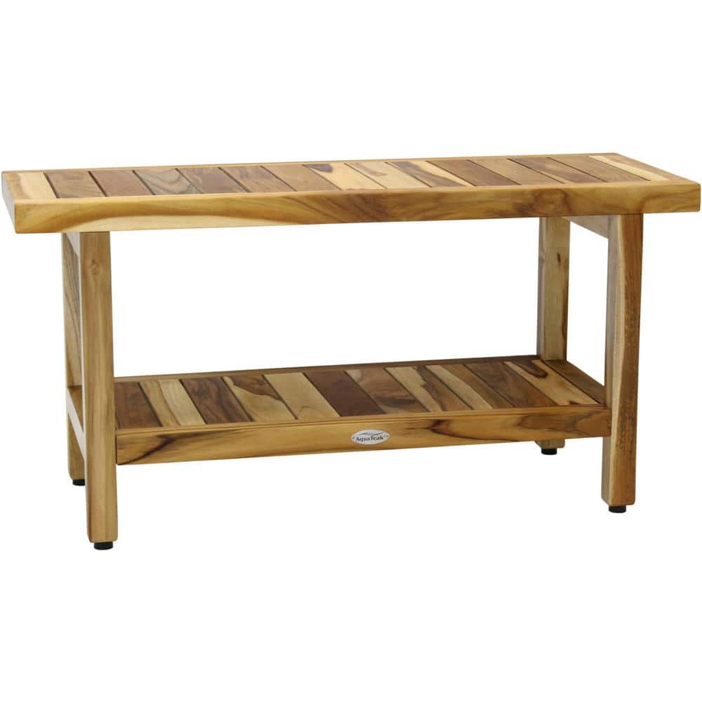 36 in. x 14 in. x 18 in. Spa Clear-Shield Freestanding Teak Shower Bench wi