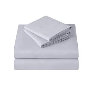 Microfiber 4-Piece Light Grey Solid King Sheet Set